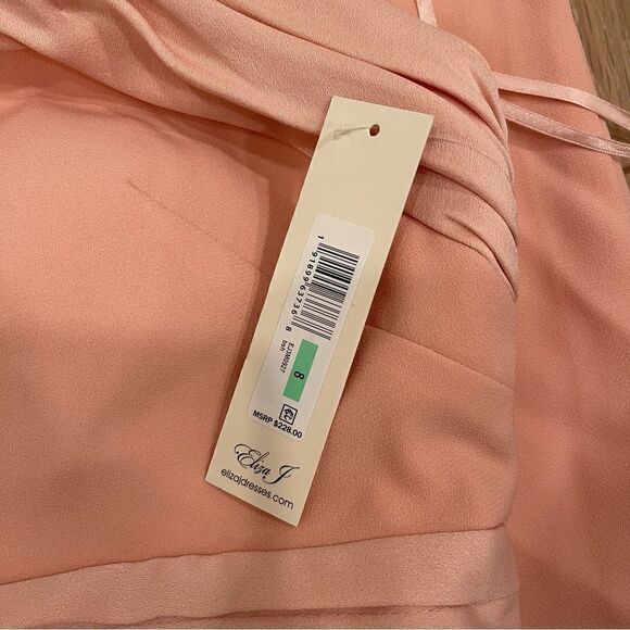 Eliza J
Satin Crisscross Halter Neck Pleated Waist Sheath Gown - Picture 8 of 8